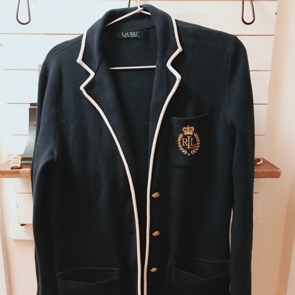 Ralph Lauren Navy Blue and Gold Blazer - Picture 1 of 3